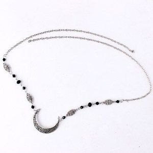 Retro Gotische Stijl Hollow Moon Patroon Accessoires Hoofd Chain Crystal Bead Hoofdtooi Voor Meisjes