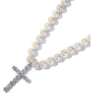 Simple Cross 8-10Mm Parel Ketting Hip-Hop Mode-accessoires Voor Mannen En Vrouwen Jewlery chains Cubaanse Link Chain