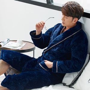 Winter 3 Lagen Dikke Badjas Mannen Badkamer Robe Badjas Mannelijke Gewatteerde Pyjama Dikke Lange Spa Robe Douche Homewear Coral fleece