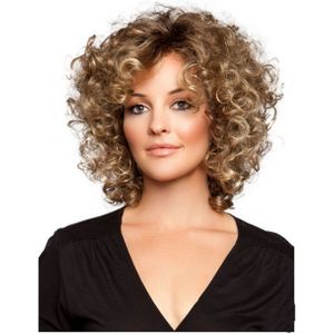 Grillige W Synthetische Pruik Lang Krullend Pruiken Voor Vrouwen Natuurlijke Gemengde Bruin Pruiken Hittebestendige Hair