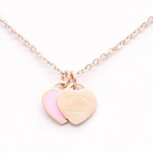 Liefde Hart Hanger Ketting Rvs Dubbele Hart Ketting Voor Vrouw Mode-sieraden