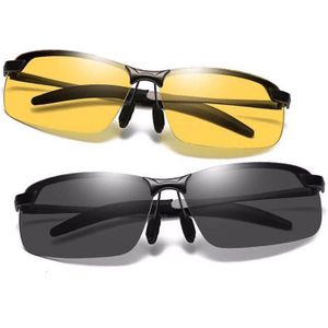 Intelligente Meekleurende Zonnebril Mannen Gepolariseerde Semirim Nachtzicht Bril Rijden Sport Brillen Dag Nacht Geel Lens L3