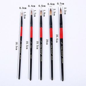 5Pcs Multifunctionele Penselen Levert Verf Pen Schilderen Art Dubbele Kleur Nylon Haar Zwart Rood Houten Handvat