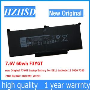 7.6V 60wh F3YGT Originele F3YGT Laptop Batterij Voor Dell Latitude 12 7000 7280 7480 DM3WC 0DM3WC 2X39G