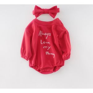 Baby Mode Brief Print Lange Mouwen Baby Bodysuit Casual Peuter Jumpsuit Met Bow Hoofdband 2 Stuks Baby Meisjes Kleding Set