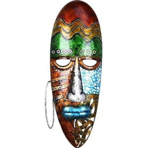 Tooarts Afrikaanse Gezichtsmasker Art Wall Opknoping Ijzeren Masker Wanddecoratie Afrikaanse Tribal Cultuur Huis Of Tuin Decor Kleurrijke