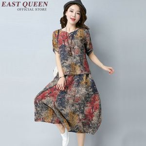 Chinese oosterse vrouwen tweedelige set zomer broekpak vrouwen vintage bloemenprint elegante dames broek pak AA2559 YQ
