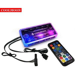 Coolmoon Smart Muziek 5V 3Pin Argb Afstandsbediening Hub Voor Coolmoon 6Pin Chassis Cooling Fans 4Pin Licht Strip Warmte dissipatie