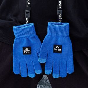 Happtyl 1 Paar Winter Handschoenen Met Opknoping Touw Knit Mitten Anti-Slip Touch Screen Handschoenen Wol Warme Handschoenen Voor mannen Jongens