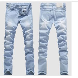 Goede Licht Blauw Skinny Jeans Mannen Lente Zomer Slim Fit Denim Jeans Mannen Katoen Stretch Denim Broek Cowboy Broek