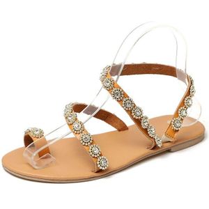 VTOTA Schoenen Vrouw Sandalen Steentjes Kettingen Platte Sandalen Zweet Strand Schoenen Kristal Slippers Sandalen Gladiator Sandalen Maat 43