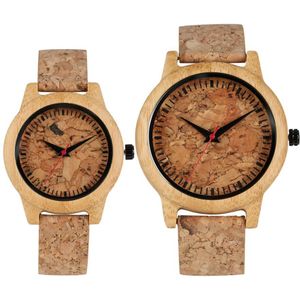 Yisuya Mode Kurk Slakken Wijzerplaat Hout Horloges Quartz Horloge Dames Jurk Originele Bamboe Houten Mannelijke Klok Voor Mannen vrouwen