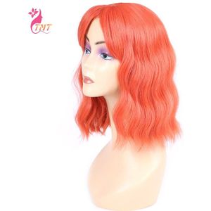 Korte Bob Ombre Pruik Synthetische Pastel Golvend Pruik Met Air Pony Hittebestendige Vezel Cosplay Pruik Voor Meisje 12Inch bob Cosplay Pruiken