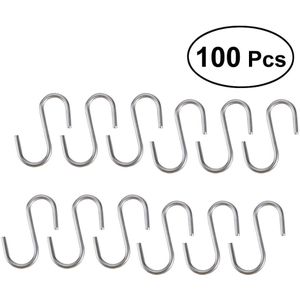 100 Pcs Heavy Duty Rvs S Vormige Haken Keuken Lepel Pan Pot Gebruiksvoorwerpen Hangers Sluiting Over De Deur Kast kledingrek