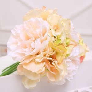 Meldel Zijde Pioen Hortensia 7 Hoofden Boeket Kunstmatige Bruiloft Bruidsboeket Bloem Voor Home Party Tafel Muur Indoor Decoratie