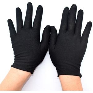 12Pcs Wit Zwart Katoenen Handschoenen Vrouwen Mannen Hand Handschoenen Wanten Ademend Volledige Vinger Sieraden/Serveren/Obers/drivers/Werkhandschoenen