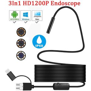 Camera Endoscoop HD 1200 p IP68 2 m Hard Flexibele Buis Mirco USB Type-C Borescope Video Inspectie voor android Auto Endoscoop