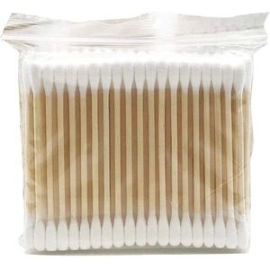 K1KB 100Pcs Dubbele Getipt Wattenstaafjes Met Houten Handvat Biologisch Afbreekbaar Wattenstaafjes Applicator Oor Wax Verwijderen Dust Dirt Sticks