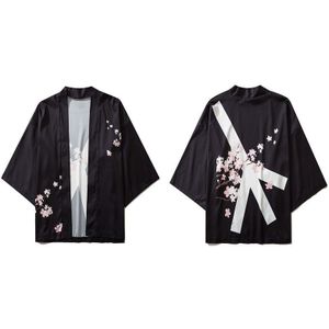 Gonthwid Anti-Oorlog Vrede Cherry Blossoms Print Japanse Kimono Vest Shirts Jassen Streetwear Hip Hop Zomer Casual Coat Tops