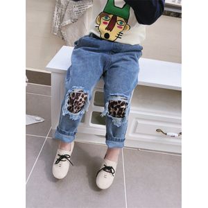 Meisjes Voorjaar Jean Broek Luipaard Print Kinderen Jeans Elastische Taille Kinderen Jeans Meisje Casual Broek Meisje Kleding 2 4 5 6 7 8 Y