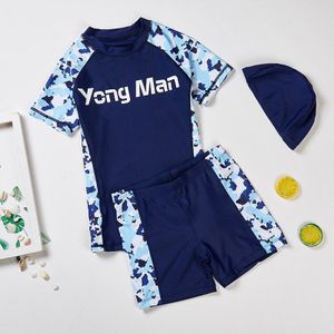 Kinderen Badmode Kinderen Badpak Camouflage Twee Stukken Shirt + shorts Zwemmen Jongens Beachwear Zonnebrandcrème Snel Droog Badpak