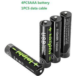 1.5V Usb Aaa Lithium Ion Batterij 740Mah 100% Capaciteit Lithium Polymeer Usb Oplaadbare Lithium Usb Aaa Batterij