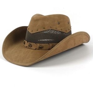 Cowboy Hoeden Vrouwen Mannen Western Cowboy Hoed Voor Papa Gentleman Dame Lederen Sombrero Hombre Jazz Caps Grootte 58 cm