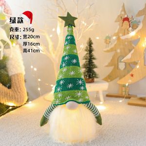 Kerst Gloeiende Pop Speelgoed Led Light Gestreepte Cap Faceless Pop Met Gebreide Muts Xmas Gnome Zweedse Decoratie Kinderen