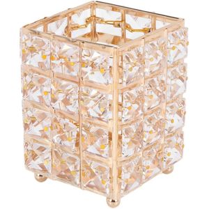 Crystal Makeup Brush Storage Bucket Eyebrow Pencil Comb Finishing Square Box Sign The Pen Holder