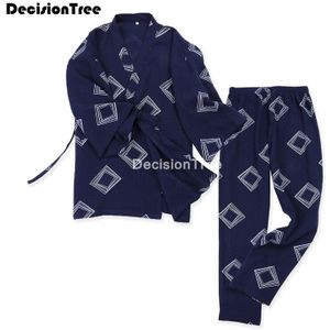 2022 Japanse Kimono Nachtkleding Pyjama Vintage Mannen Thuis Kamerjas Kimono Badjassen Loungewear Thuis Mannen Pyjama Set