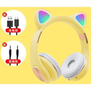 Rgb Flash Light Leuke Kat Ear Draadloze Hoofdtelefoon Ruisonderdrukking Headset Bluetooth Kinderen Headset Met Microfoon Voor Telefoon