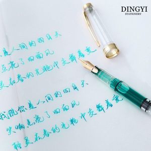 DINGYI Plastic Schoon Transparante Vulpen 0.5/0.38mm/Gebogen Nib Art Schrijven Calligraph Zuiger Inkt Pen School kantoorbenodigdheden