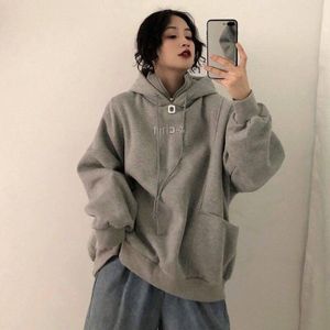 Hoodies Vrouwen Herfst Winter Trendy Koreaanse Stijl Eenvoudige Casual Ulzzang Streetwear Zachte Losse Solid Womens Kleding