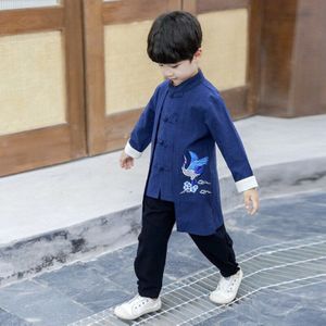 Borduurwerk Kids Hanfu Kleding Set Voor Baby Jongens Kung Fu Tops Broek Kinderen Tang Pak Chinese Traditionele Jaar Kleding