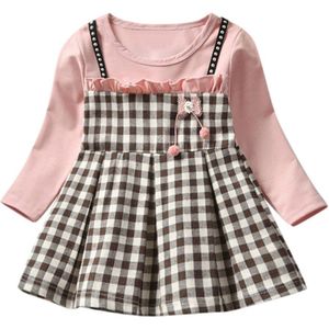 6M-3Y Peuter Baby Kids Meisjes Jurken Herfst Ruches Plaid Patchwork Riem Prinses Jurk Herfst Kleding Disfraz Princesa Q5