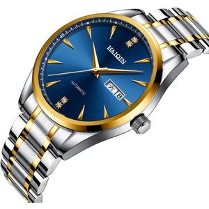 Echt Haiqin Luxe Mechanische Horloge Mannen Vol Staal Zelf-Wind 30M Waterdichte Gebogen Oppervlak Ultradunne Automatische horloge