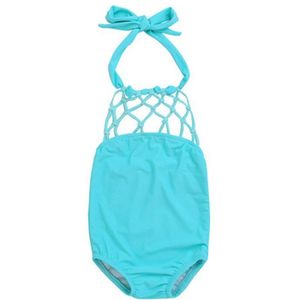 Peuter Kids meisjes een stuk zwemkleding zomer badmode bodysuit halter hollow ruches solid 2-7Y kinderen beachwear badpak