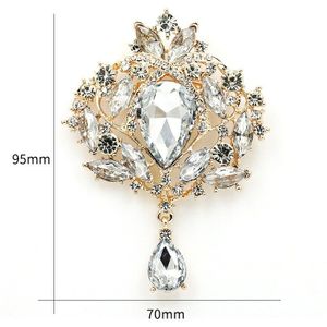 Weimanjingdian Brand Grote Crystal Teardrop Broche Pins Voor Vrouwen Of Bruiloft In Zilver Kleur Of Gouden Kleuren