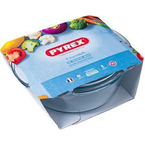 Pyrex - Essentials Ovenschaal Rond met Deksel 2,4 liter - Borosilicaatglas - Transparant