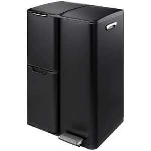 Prullenbak Tobey 60 liter afvalscheiding 3 vakken 13x17x30 liter zwart
