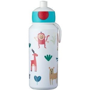 Mepal pop-up drinkfles Campus - 400 ml – Sluit goed af – Drinkbeker voor kinderen – Animal Friends