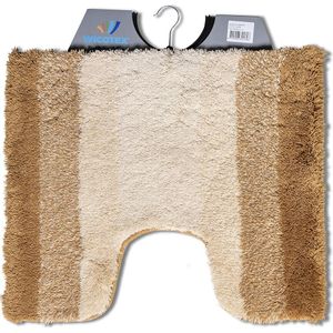 Wicotex - Toiletmat regenboog Beige - Antislip onderkant - WC mat met uitsparing - Afmeting 50x60cm