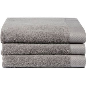 Seahorse Pure Badhanddoek - Set van 3 - Katoen - Superzacht - Badstof - 60x110 cm - Cement Grijs