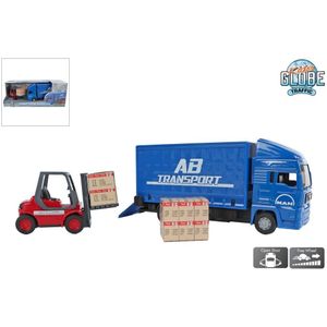 Kids Globe MAN vrachtwagen 17cm met vorkheftruck 10cm -  Voertuig  -  Voertuigen Diversen