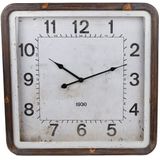 Wandklok Vintage zwart vierkant metaal 50x50x5,5cm