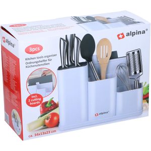 alpina Keukenorganizer - Met Snijplanken - 34 x 13 x 23 CM - Vaatwasserbestendig - Wit