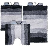 Wicotex - Toiletmat regenboog Zwart - Antislip onderkant - WC mat met uitsparing - Afmeting 50x60cm