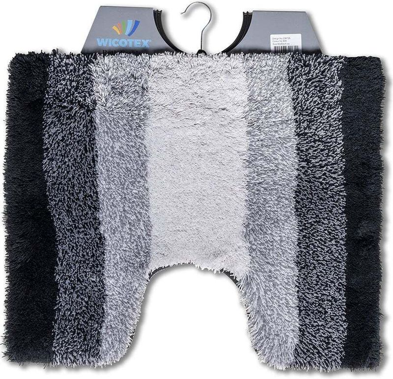 Wicotex - Toiletmat regenboog Zwart - Antislip onderkant - WC mat met uitsparing - Afmeting 50x60cm