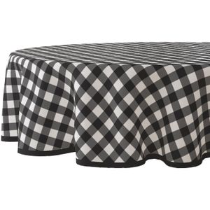 Wicotex - Tafelzeil - Tafelkleed - Ruit Zwart - Rond 160cm - Afneembaar - Afwasbaar