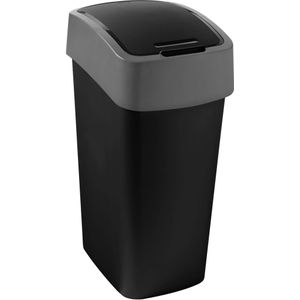 Curver flip bin 45 liter zwart/lichtgrijs